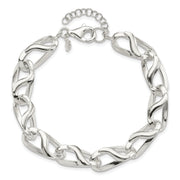 Sterling Silver Polished Fancy Link w/1in ext Bracelet