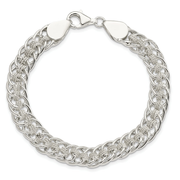 Sterling Silver Polished Roped Oval Link 7.5in Bracelet