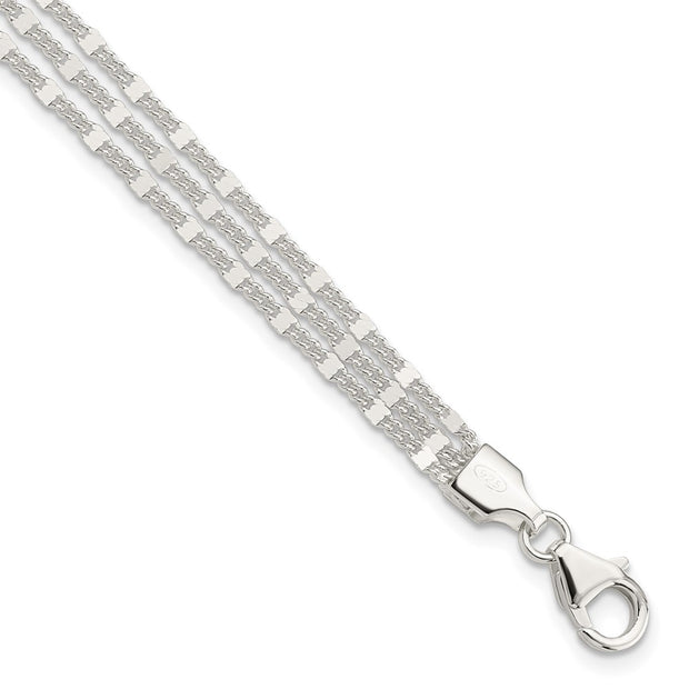 Sterling Silver Polished 3-strand Bracelet