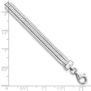 Sterling Silver Rhodium-plated Polished Multi-strand w/ 1.25in ext. Bracele