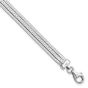 Sterling Silver Rhodium-plated Polished Multi-strand w/ 1.25in ext. Bracele