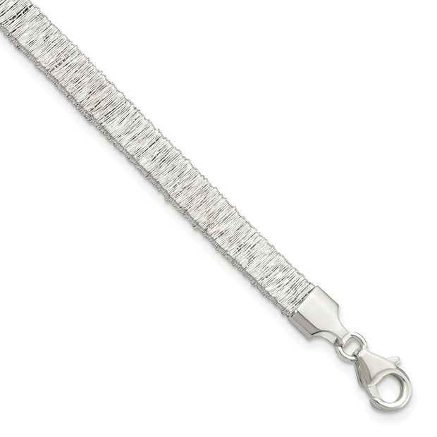 Sterling Silver Rhodium-plated Wire Wrapped w/ 1in ext. Bracelet