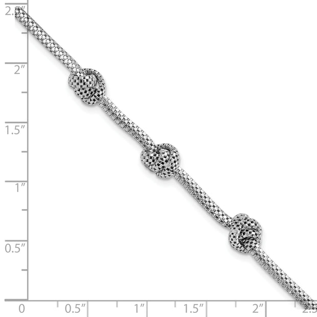 Sterling Silver Rhodium-plated Knotted Mesh Bracelet