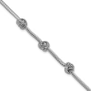 Sterling Silver Rhodium-plated Knotted Mesh Bracelet