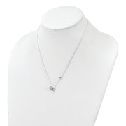 Sterling Silver Polished Floral CZ Necklace