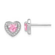 Sterling Silver Polished Rhodium CZ Heart 18in Necklace and Earring Set