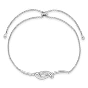 Sterling Silver Rhodium-plated CZ Fancy Bar Adjustable Bracelet