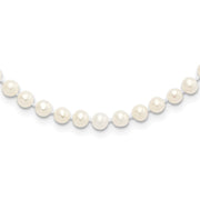 Sterling Silver Rhodium 4-5mm White FWC Pearl Necklace