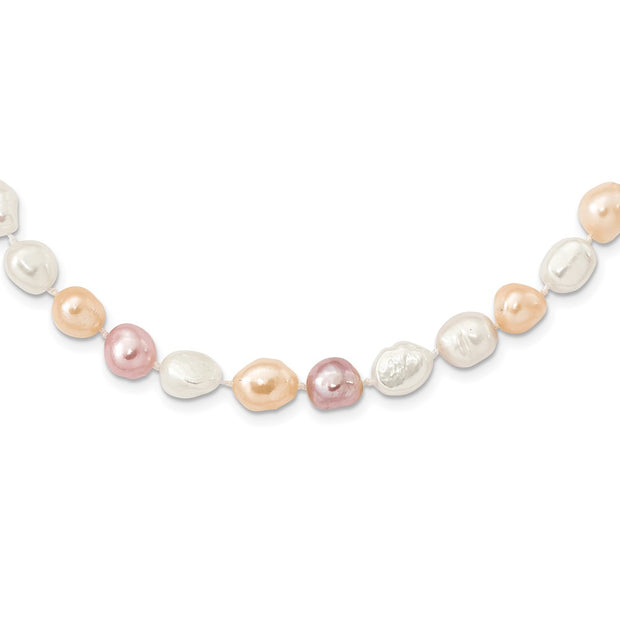 9-11mm White/Pink/Purple Baroque Endless Necklace