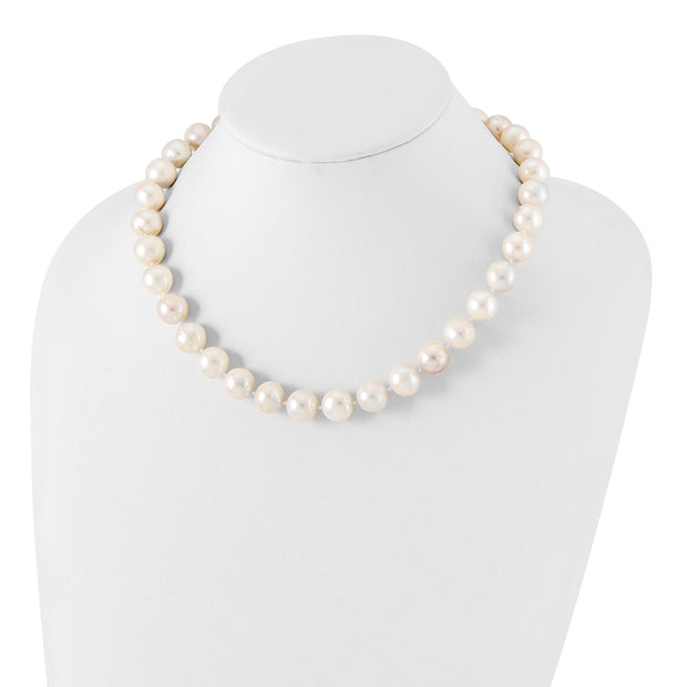 Sterling Silver RH 12-13mm White FWC Pearl Necklace