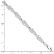 Sterling Silver Rhodium-plated Polished Flip-flop Bracelet