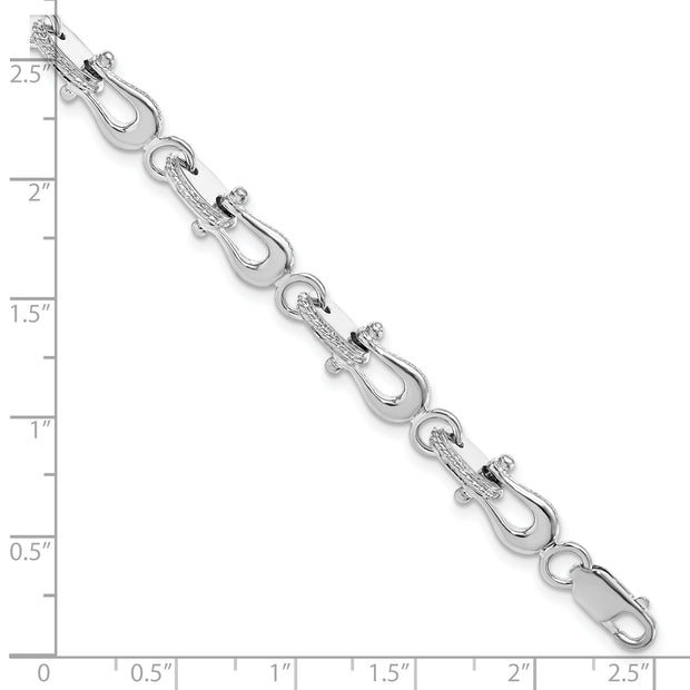 Sterling Silver Rhodium-plated Polished Mariners Link Bracelet
