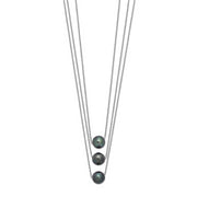 Sterling Silver Rhodium 8-9mm Semi-rd Tahit Saltwater Pearl Multi-strand Ne