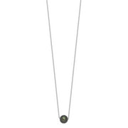 Sterling Silver Rhodium 8-9mm Semi-rd Tahit Saltwater Pearl Necklace
