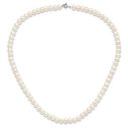 Sterling Silver Rhodium-plated 7-8mm White FWC Pearl Necklace