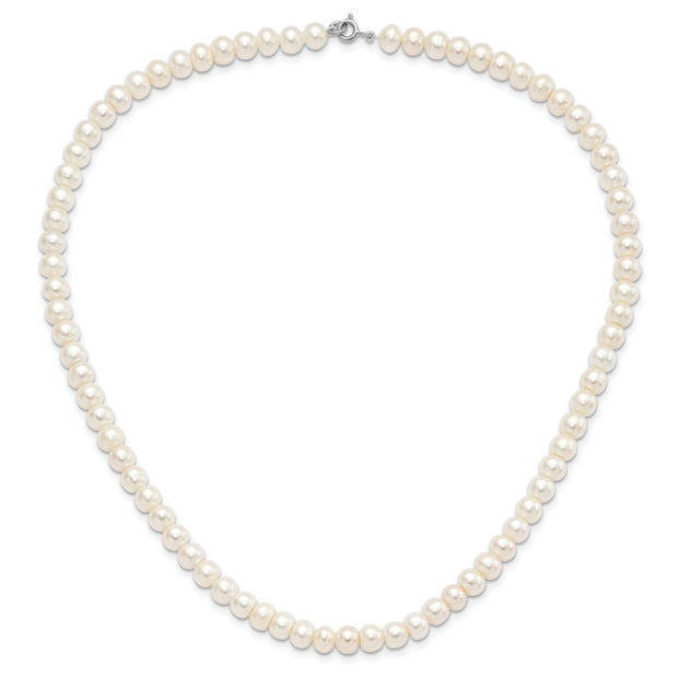 Sterling Silver Rhodium-plated 7-8mm White FWC Pearl Necklace