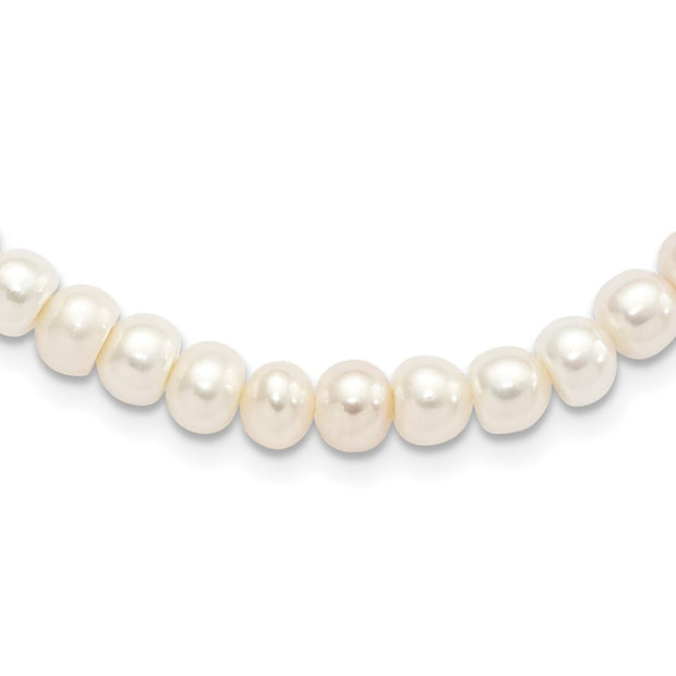 Sterling Silver Rhodium-plated 7-8mm White FWC Pearl Necklace