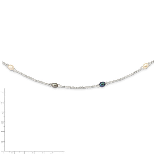 5-7mm Wht/Pk/Pu Rice FWC Pearl and Glass Bead Slip-on Necklace