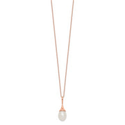 Sterling Silver Rose-tone 11x8mm White  FWC Pearl Necklace