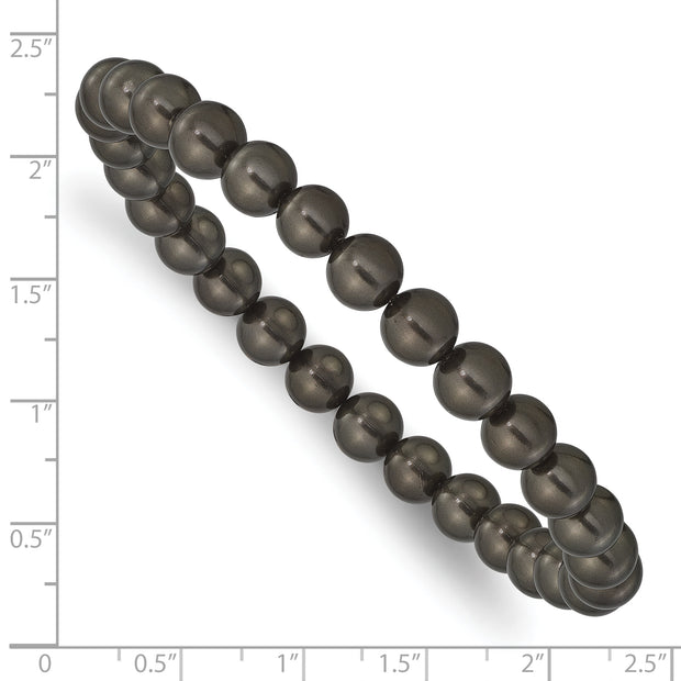 Majestik 7-8mm Black Imitation Shell Pearl Stretch Bracelet