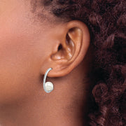 Sterling Silver Majestik Rh-pl 8-9mm Wht Imit. Shell Pearl CZ J-Hoop Earrin