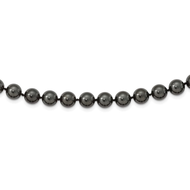 Sterling Silver Majestik Rh-pl 10-11mm Black Imitat Shell Pearl Necklace