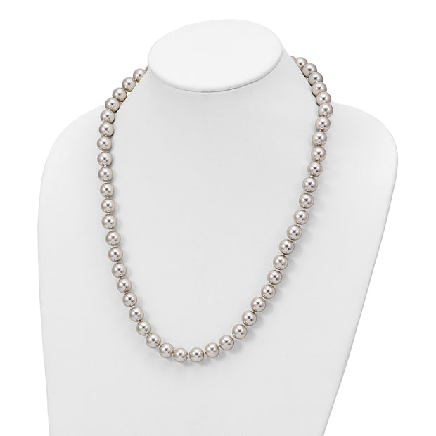 Sterling Silver Majestik Rh-pl 10-11mm Grey Imitat Shell Pearl Necklace