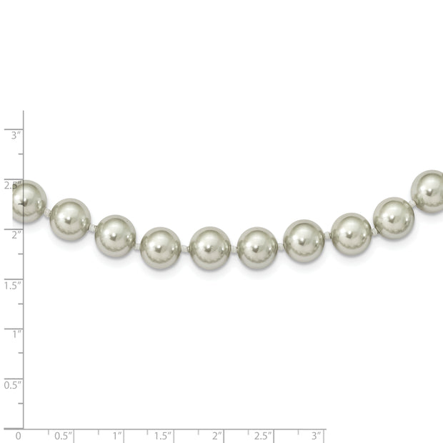 Sterling Silver Majestik Rh-pl 10-11mm Grey Imitat Shell Pearl Necklace