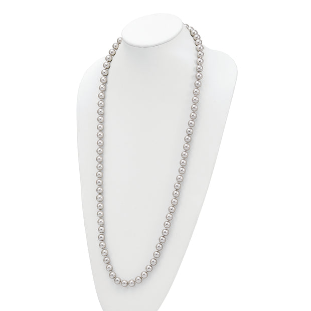 Majestik 10-11mm Grey Imitation Shell Pearl Hand Knotted Endless Necklace