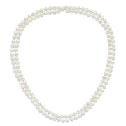 Majestik 8-9mm White Imitation Shell Pearl Hand Knotted Endless Necklace