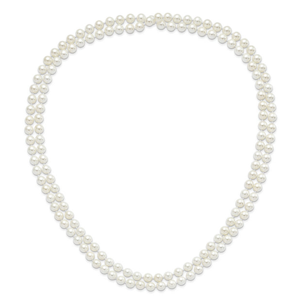 Majestik 8-9mm White Imitation Shell Pearl Hand Knotted Endless Necklace