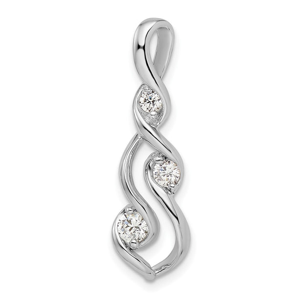 Sterling Silver Rhodium-plated Twist CZ Chain Slide