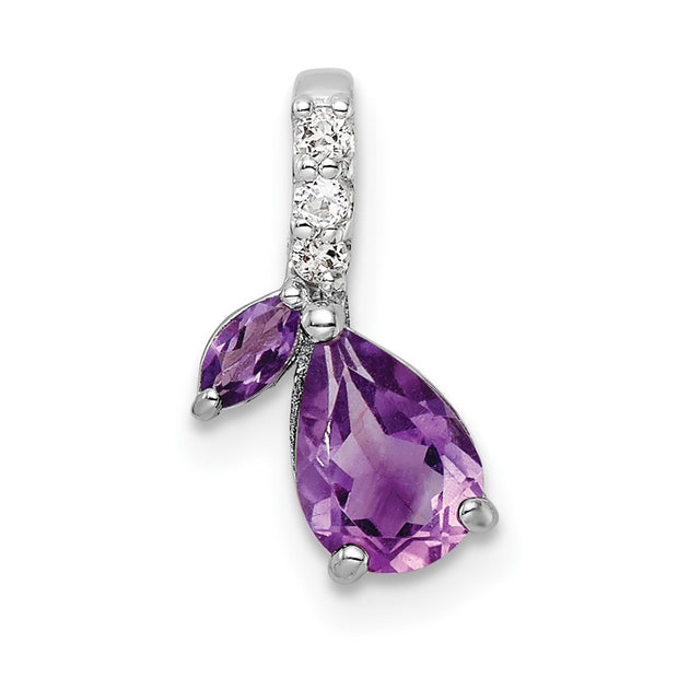 SterlingSilver RhodPlat .79AM/WT Amethyst & White Topaz Pendant