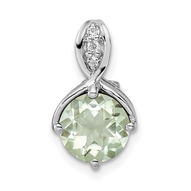 SS RH-plated Circle 1.86t.w. Green Quartz/White Topaz Pendant