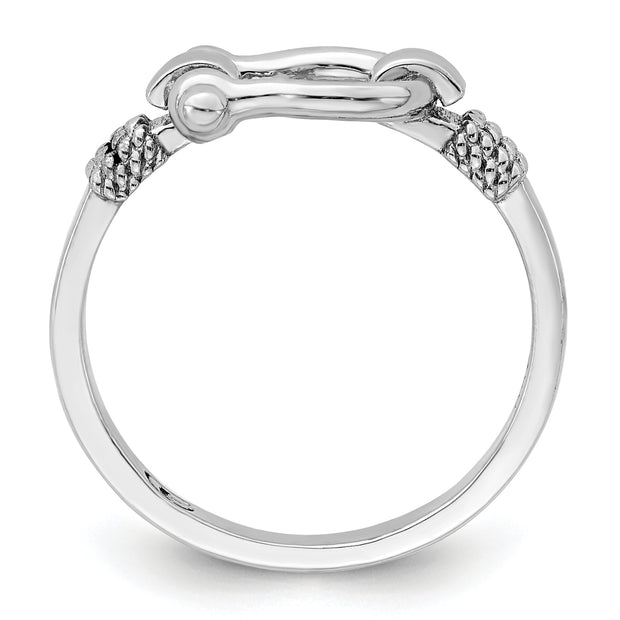Sterling Silver Rhodium-plated Polished Shackle w/Rope Trim Ring