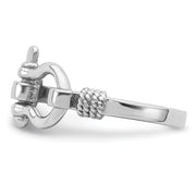 Sterling Silver Rhodium-plated Polished Shackle w/Rope Trim Ring