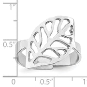 Sterling Silver Rhod. Polished Four Leaf Adjustable Ring