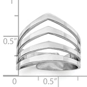 Sterling Silver Rhod. Polished Four V Band Adjustable Ring