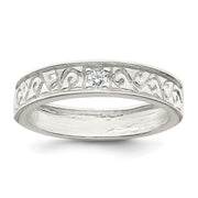 Sterling Silver Polished CZ Fancy Design Ring