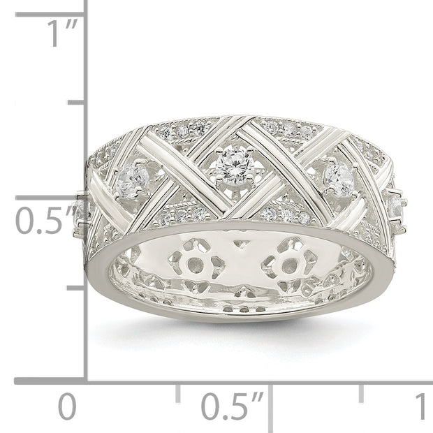 Sterling Silver CZ Criss Cross Ring