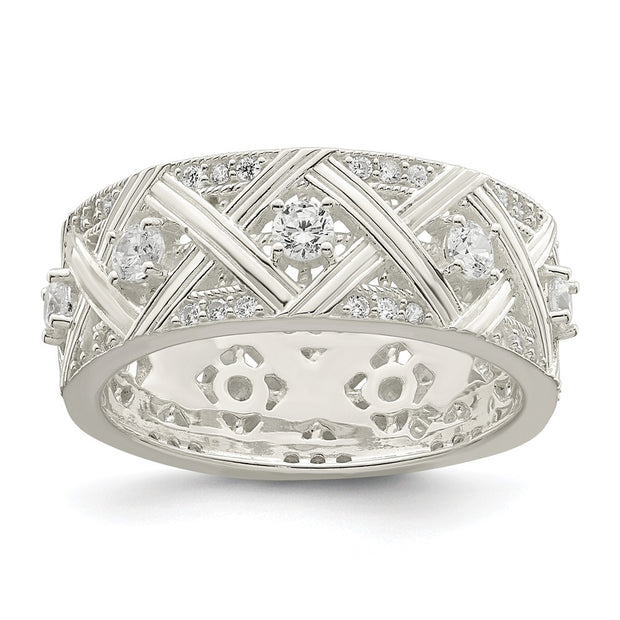 Sterling Silver CZ Criss Cross Ring