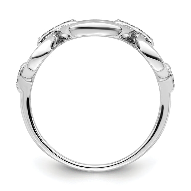 Sterling Silver Rhodium-plated Polished Oval CZ Ring