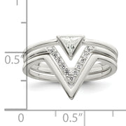 Sterling Silver Polished Triangle CZ 3 Ring Set