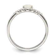 Sterling Silver CZ and Created White Opal Double Band Ring