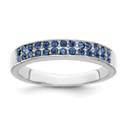 Sterling Silver Rhodium-plated Polished Blue Crystal Ring
