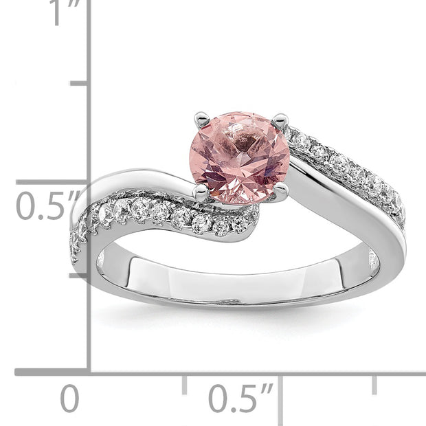 Sterling Silver Rhodium-plated Pink CZ Ring
