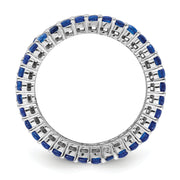 Sterling Silver Rhodium-plated Polished Blue & White CZ 3 Ring Set