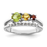 Sterling Silver RH-plated 1.02t.w. PE/CI/GA/WT Bypass Ring