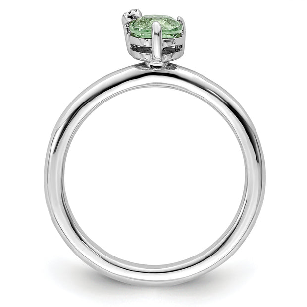 Sterling Silver Rhodium-plated Polished Green Quartz & White Topaz Ring