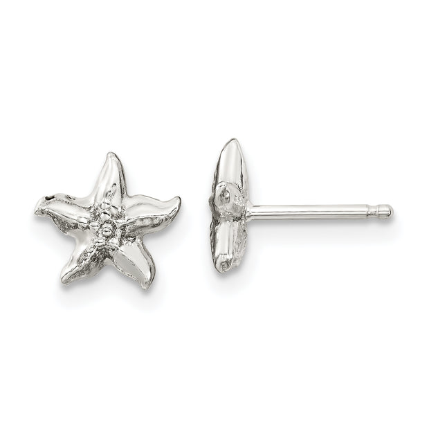 Sterling Silver Textured Starfish Children's Necklace & Post Earrings Set